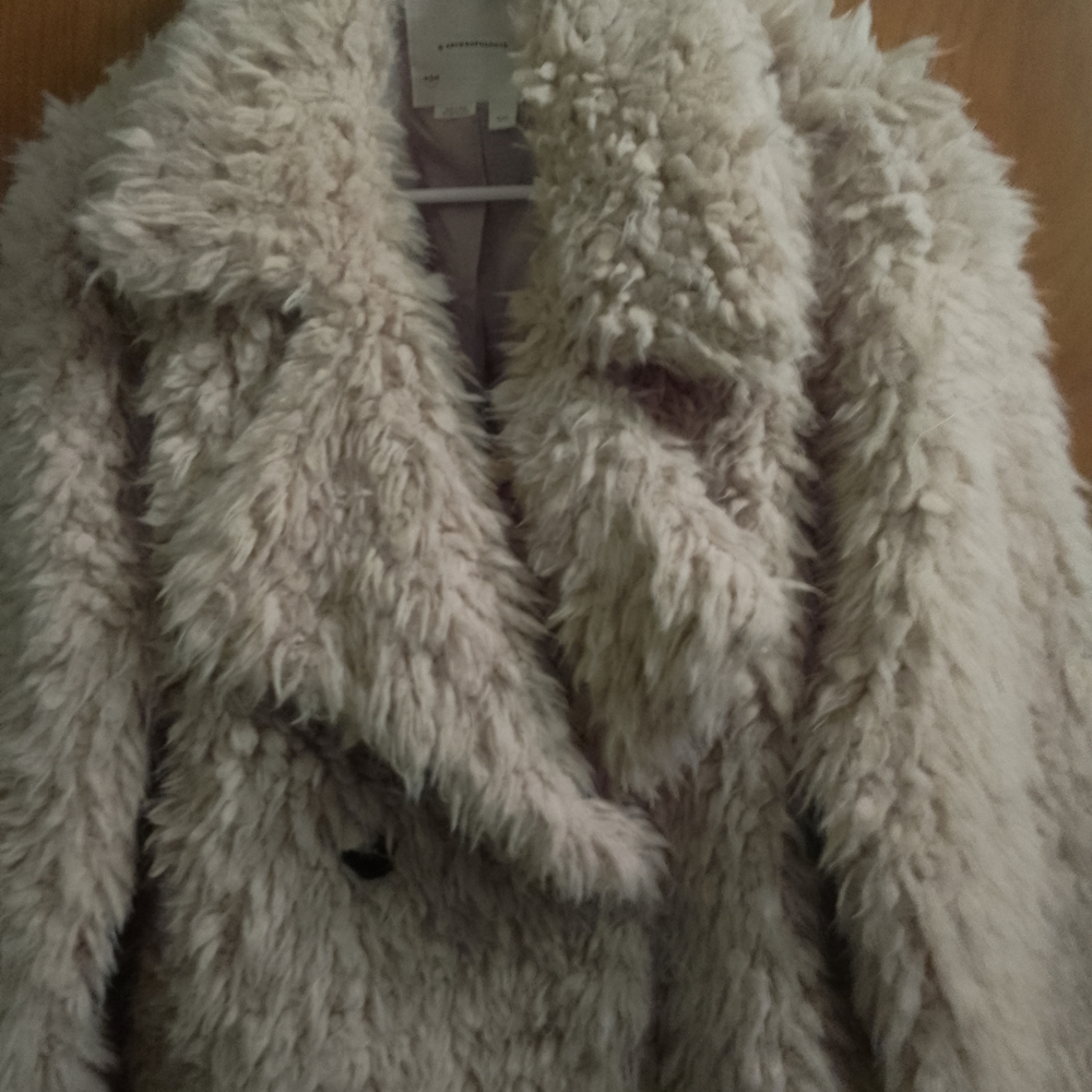 Anthropologie Cream Faux Fur  Teddy Jacket Size XXS Faux Fur And Polyester Fabri - Picture 10 of 12
